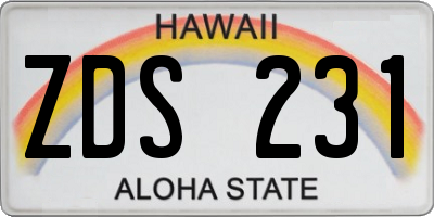 HI license plate ZDS231
