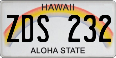 HI license plate ZDS232