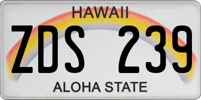HI license plate ZDS239