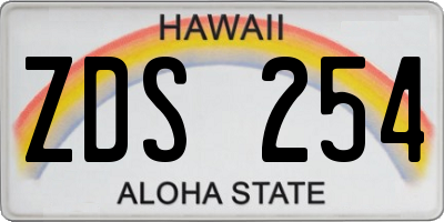 HI license plate ZDS254