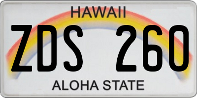 HI license plate ZDS260