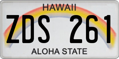 HI license plate ZDS261