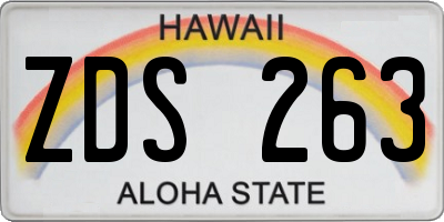 HI license plate ZDS263