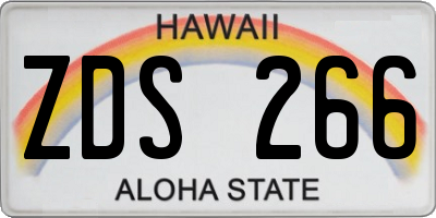 HI license plate ZDS266