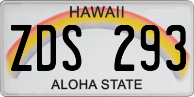 HI license plate ZDS293