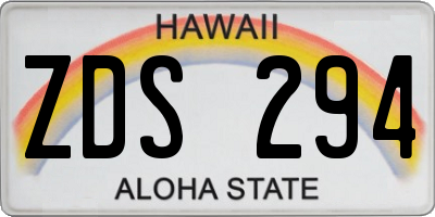 HI license plate ZDS294