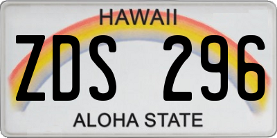 HI license plate ZDS296