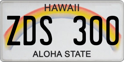 HI license plate ZDS300