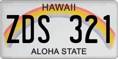 HI license plate ZDS321