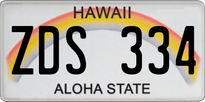 HI license plate ZDS334
