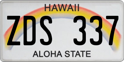 HI license plate ZDS337