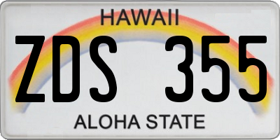 HI license plate ZDS355