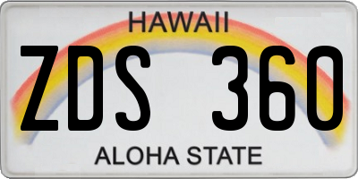 HI license plate ZDS360