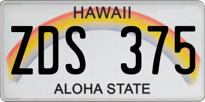 HI license plate ZDS375
