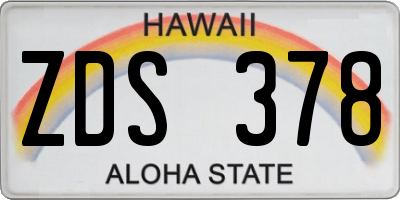 HI license plate ZDS378
