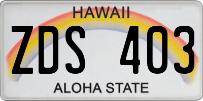 HI license plate ZDS403
