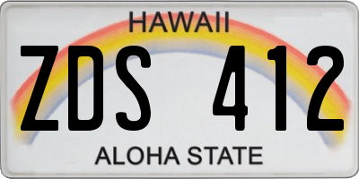 HI license plate ZDS412