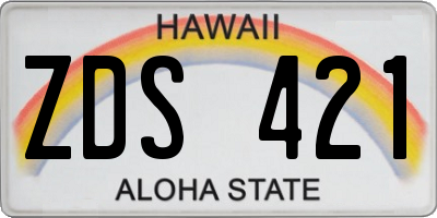 HI license plate ZDS421