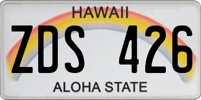 HI license plate ZDS426