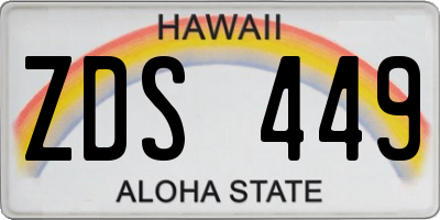 HI license plate ZDS449