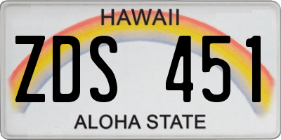 HI license plate ZDS451
