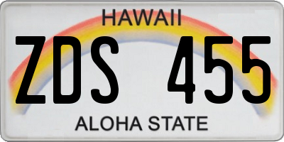 HI license plate ZDS455