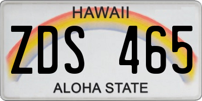 HI license plate ZDS465