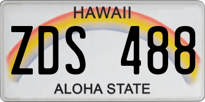 HI license plate ZDS488