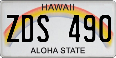HI license plate ZDS490
