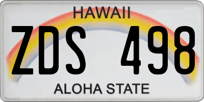 HI license plate ZDS498