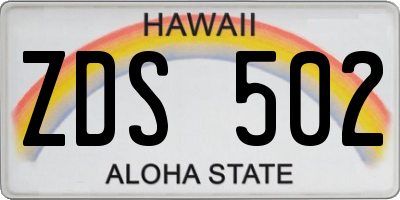 HI license plate ZDS502