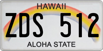 HI license plate ZDS512