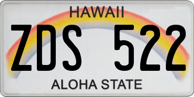 HI license plate ZDS522