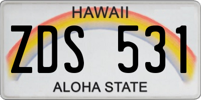 HI license plate ZDS531