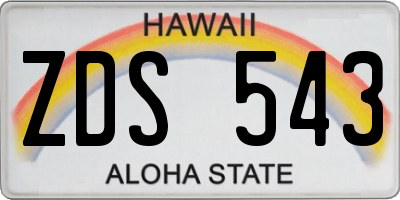 HI license plate ZDS543