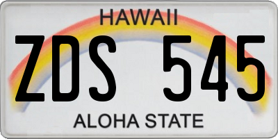 HI license plate ZDS545