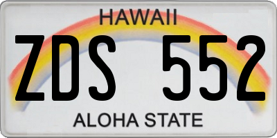 HI license plate ZDS552