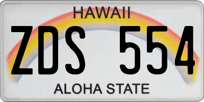 HI license plate ZDS554