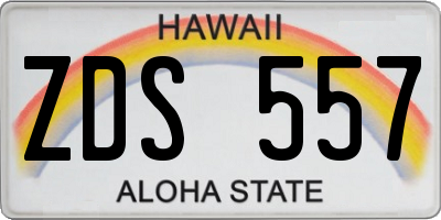 HI license plate ZDS557