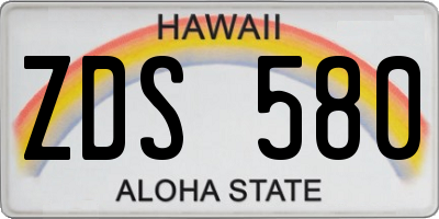 HI license plate ZDS580