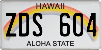 HI license plate ZDS604