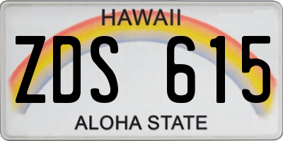 HI license plate ZDS615