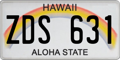 HI license plate ZDS631
