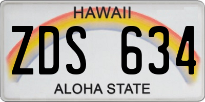 HI license plate ZDS634