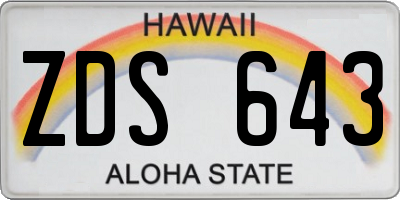 HI license plate ZDS643
