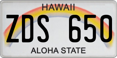 HI license plate ZDS650