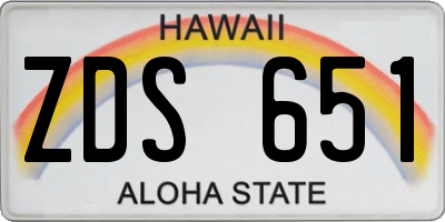 HI license plate ZDS651