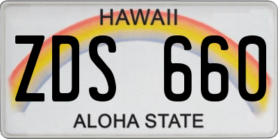 HI license plate ZDS660