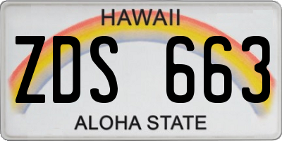 HI license plate ZDS663