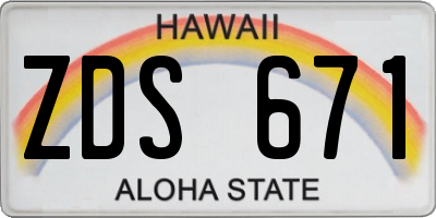 HI license plate ZDS671